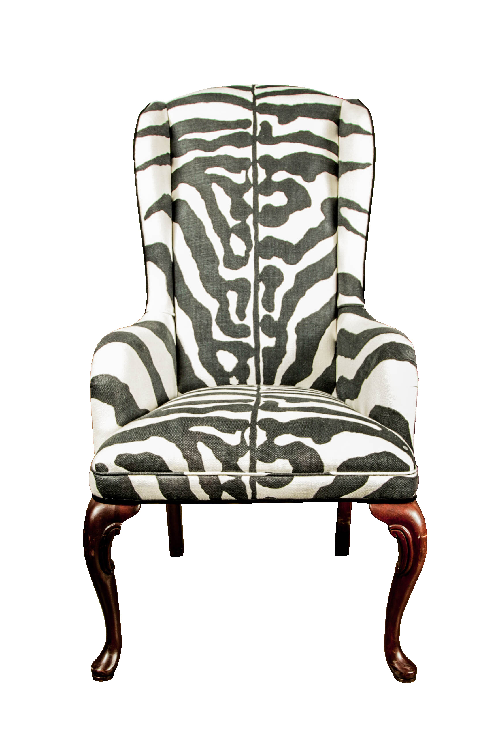 Pair of Zebra Print Wingback Armchairs EBTH